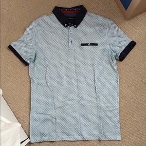Men's Blue Patterned Polo Shirt